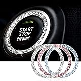 tao pipe Start Stop Knopf Deko, 3pcs Silber Blau Rosa Strass Auto Ring Glitzer Aufkleber Kristall Schlüsselbund Zubehör für Wagen Motorrad Auto Zubehör Frauen Dek