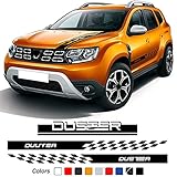 LSHDAT Racing Sport Auto Haube Aufkleber Motorhaube Body Kit Seitenstreifen Rock Aufkleber, Für Renault Dacia Duster Seitenschweller Aufkleber Zubehö