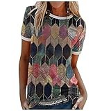 ETHKIA Sweatshirts für Damen Damen Weihnachten Langarmshirt einfarbig lässig Rundhals mittellanger Party Pullover Weihnachtsbaum Muster Aufdruck Blouses lockeres(#NJ-A03 Shirts für Damen, 5XL)