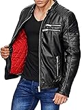 Red Bridge Herren Kunstleder Jacke Biker-Look Lederjacke dünn gefütterte Casual Übergangsjacke, Schwarz, XL