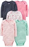 Simple Joys by Carter's Baby Mädchen 5er Pack Langarm Body ,Pink/Navy/Mint ,18 M