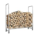 Household Products Kaminholzregal für den Außenbereich, 122 cm, Stahlrohr-Holzregal, für den Innen- und Außenbereich, Kamin aus Metall, Holzflor, einfache Montag