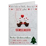 Sheepworld - 90727 - Klappkarte, mit Umschlag, Weihnachten, Nr. 45, Knopfkarte, Ich bin froh, dass es dich gibt! Ich liebe dich!, 16,5cm x 11,5