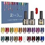 Lineluck UV Gel Nagellack Set, UV Nagellack, 23 Stück 8ml Gel Nail Polish mit Unterlack & Überlack & Mattem Decklack, UV Farbgel für Gelnägel Perfekt Für Nail Art Nagel Design (Farben 1)