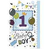 Susy Card 40009810 Geburtstagskarte, 1. Geburtstag/ Junge 'Luftballons', Maße: 17 x 11 x 0, 1