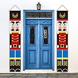 SunaOmni Nussknacker Banner Weihnachten Deko Nussknacker Soldat Banner Briefe Weihnachtsdekoration Soldat-Figuren Nussknacker Weihnachtsbanner Türbanner für Haustür Veranda Garten 2PCS