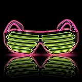 LMS LED-Brille, beleuchtet El Wire Rave, Shutter-Brille, leuchtet im Dunkeln, blinkende LED-Sonnenbrille, leuchtende Brille für Partys, EDM, Halloween RB01 (lila + gelb)
