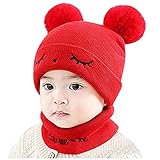 MayJuly Baby Strickmütze Winter Babymütze Junge,Winter Gesicht Wickeln Winddicht Frühling Mützchen Ski Sie das Ohr Winddicht Mütze, Schal Sets Geschenk