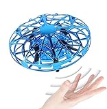 Mini Drohne Für Kinder UFO Fliegende Spielzeug RC Fliegender Ball, Handgesteuerte Flying Drohne mit 360 ° rotierenden und LED Licht,Fliegendes Spielzeug für Jungen Mädchen und Kinder Geschenke (Bleu)