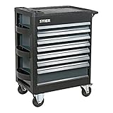 STIER Werkstattwagen Premium, mit Kunststoffabdeckung, Schubladen mit Soft Close Funktion, leer und unbestückt, Werkzeugwagen, Montagewagen, max. 500kg