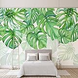 Vlies Tapeten Wandtapete, 3D Große Tapete Foto Seidenartiges Wandbild Natur Monstera Blätter Gedruckt Wandkunst Rolle Poster Dekor Für Wohnzimmer Hinter Fernseher Schlafzimmer Küche Büro,180Cm(