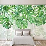 Muralo Fototapete 3D Große Tapete Foto Seidenartiges Wandbild Natur Monstera Blätter Gedruckt Wandkunst Rolle Poster Dekor Für Wohnzimmer Hinter Fernseher Schlafzimmer Küche Büro,60Cm(H)×120C