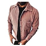 BIBOKAOKE Herrenhemd Cord Strickjacke Langarm Vintagjacke schmale Passform Herren Corduroy Shirt Revers Freizeithemd Regular Fit Casual Cordhemd warmes Basic Herbstmode Hemd Jacket M