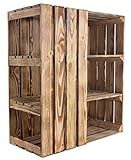 Unterschrank (rechtsseitig)- aus 2 geflammten Holzkisten, insg. 6 Fächern 74x65x35cm - R