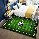 Teppich Läufer,Fußballfeld Muster Wohnzimmer Schlafzimmer Küche Läufer Flur Teppich Modernen Antirutsch Läufer Polyester rutschfest Waschbar Grün Vintage Meterware Anpassbar-120×390