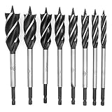 DingGreat 8 teilig 1/4 Zoll Sechskantschaft Vier Schlitz Holzbohrer Betonbohrer Set Bohrer-Set Lochwerkzeug 10mm,12mm,14mm,16mm,18mm, 20mm, 22mm, 25