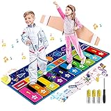 RenFox Klaviermatte für Kinder, Sternenhimmel Musikmatte Große, Tanzmatte mit 10 Tasten, 10 Liedern & 8 Instrumenten für Jungen Mädchen, Lernspielzeug Geschenke zum Geburtstag W