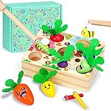 Holzspielzeug Montessori 3 Jahre, Motorik Spielzeug Kinder, Karottenspiel Baby Happy Farm Sortierspiel Holzpuzzle Lernspielzeug für Kinder als Geburtztag Geschenk 4 5 Jahr Jungen und M