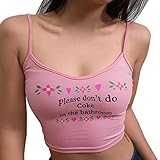 SHOBDW T-Shirts Damen Sommer Sexy Mode Womens Casual Tank Tops Brief Print Weste Halter Bluse Camisole (M, Rosa)