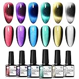 UR SUGAR 7,5ML UV Nagellack Set Cat Magnetische Eye Gel 5D Magnetischer Nagellack Magie Box Jade Effekt UV Nagellack Magnet Set Schellack Nagellack Cat Magnet Eyes 6PCS