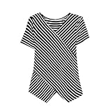 Tshirt Damen V Ausschnitt Basic Tee Tops Gestreifte Shirts Blumenmuster Kurzarm Sommer Casual Oberteile Damen Lässige Tailliertes Kurzarmshirt Streetwear Mode Lose Klassischer Longshirt Tunika B