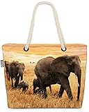 VOID Elefanten Steppe Afrika Strandtasche Shopper 58x38x16cm 23L XXL Einkaufstasche Tasche Reisetasche Beach Bag