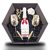 Moët & Chandon Ice Impérial Rosé Champagner Geschenkset 12% 0,75 l inkl. 2x Champagne Moet Gläser Gold & künstlerische Dek