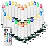 SunJas 40 er Weihnachtskerzen RGB LED Kerzen Weihnachtsbaumkerzen bunt kabellos Christbaumkerzen Lichterkette Weihnachtsbeleuchtung Fernbedienung T