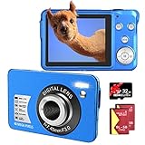 Digitalkamera 48MP 2.7K Fotoapparat Digitalkamera 16X Digital Zoom 2,7 Zoll TFT LCD Kompaktkamera mit 32 GB SD-Karte und 2 Batterien (Blau)
