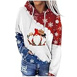 Weihnachtspullover Xmas Pullover Weihnachten Hoodie Damen Weihnachtspulli Kapuzenpullover Rentier Pullis Sweater Weihnachts-Sweatshirt,Loses Joker Langarm T-Shirt Winterjacke Teenager Kapuzenp