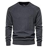OMIDM Männer Pullover Herren Crewneck Pullover Weiche Thermal gestrickte Sweatshirt Feste Farbpullover Jumper Männersprunger (Color : Dark Grey, Size : M)