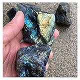 YSJJLRV Edelstein Chakra Steine Natürlicher Blauer Mondstein Stein Labradorit Raue Kristall Mineral Exemplare Wohnkultur Aquarium Stein Dekor (Color : Labradorite, Size : 45 50 Random Shape)