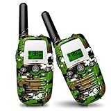 Aiskki 2X Walkie Talkie Kinder Funkgerät Set mit LED-Taschenlampe Walki Talki 16 Kanäle 1-3KM Reichweite LC-Display 2-Wege Radio Geschenke Spielzeug, Camouflag