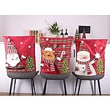 LAMF Weihnachtsstuhlhussen-Set, 6 Stück, 3D-Stuhlhussen mit Weihnachtsmann, Schneemann, Elch, Weihnachtsstuhlrückenkappe, Küchenstühle, Esszimmerstuhlhussen-S