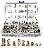 Gewindeeinsatz Holz Einschraubmutter M4 M5 M6 M8 Innensechskantmuttern für Holz Möbel (150pcs)