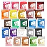 Epoxidharz Farbe metallic 25 Farben, Mica Powder, Epoxy Resin Farbe Farbpigmente Pigmentpulver Farben Pigment, Farbe für Epoxidharz, Kosmetisches Niveau Lipgloss, 24er×5g + 1er×5g Schwarz (Pulver)