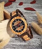 yuyan Hölzerne Uhr männer holzuhr 5 nadeln 24 Uhr Kalender Sport Holz lässig Uhr selten Holz handgefertigt vom Designer,gesund und umweltfreundlich,praktische (Color : B)