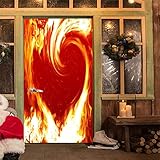 QHOXAI 3D Türaufkleber Türtapete Selbstklebend Türposter Herz Der Roten Flamme Türfolie Poster Tapete Fototapete wasserdichte Tapete Vinyl Tür Aufkleber Schlafzimmer Küche Und Bad 85X205C