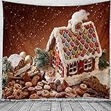 LT&NT Weihnachten Tapisserie Wandbehang,Xmas Tree Wandteppich,Kindergarten Tapisserie Wanddeko,Candy House Weihnachten Weihnachten Wandkunst Für Kinder-E 200x150cm(80x60in)