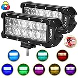 RGB LED Farbe Arbeitsscheinwerfer, WZTO 7 Inch 144W 14400lm LED Arbeitslicht 48 LEDs Fernbedienung Zusatzscheinwerfer,DC 12~24V Offroad IP67 Wasserdicht Für Offroad-Motorrad-Autotraktor Truck SUV UTV