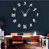 BBNNN American Football Spieler DIY riesen wanduhr Rugby Fans Gym wanddekoration modernes Design große Uhr rahmenlose wanduhr Uhr 47 Zoll Viny