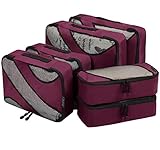 Amazon Brand - Eono 6 Teilige Kleidertaschen, Packing Cubes, Verpackungswürfel, Packtaschen Set für Urlaub und Reisen, Kofferorganizer Reise Würfel, Ordnungssystem für Koffer, Packwürfel - W