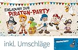 webdesign5 Set: 12 Einladungskarten Kindergeburtstag „Piraten-Party“ (inkl. 12 Briefumschläge) | Geburtstagseinladungen Piraten Einladungen Geburtstag Party Kinder Schatzkarte S
