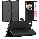 Cadorabo Hülle für Sony Xperia XA Ultra in Phantom SCHWARZ - Handyhülle mit Magnetverschluss, Standfunktion und Kartenfach - Case Cover Schutzhülle Etui Tasche Book Klapp Sty