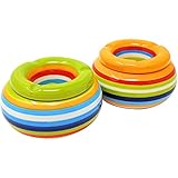 com-four® 2-teiliges Set Windaschenbecher aus feinster Dolomit Keramik in grün und orange mit jeweils bunten Streifen (02 Stück - Mix2)