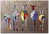 Abstrakte Zebra Bilder Kunst Bunte Tiere Poster Wandkunst Afrikanische Tiere Druck Leinwand Malerei Schlafzimmer Wohnzimmer Kein Rahmen (50x70cm)