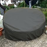 Sonneninsel Schutzhülle Rund 160cm Anthrazit Premium WASSERDICHT Liegeinsel Liege Abdeckplane Abdeckung Plane Rattan Garten Möbel Haube Hü