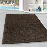 Hochflor Teppich Wohnzimmerteppich Unifarben Shaggy Rechteckig BRAUN, Maße:160 cm x 160 cm R