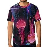 Herren T-Shirt mit Rundhalsausschnitt und Quallen, kurzärmelig Gr. XXL, M
