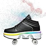 YXRPK Kinder LED Licht Leuchtend Mehrzweckschuhe Deformation Rollschuhe für Jungen Mädchen Outdoor Einstellbare Quad Rollschuh Sp